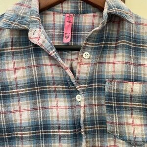 So Nikki Blue and White Plaid Kids Shirt